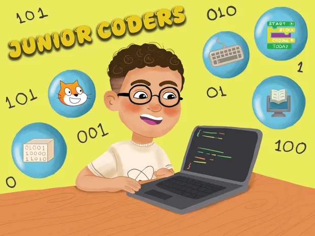 A young child working through a first coding lesson