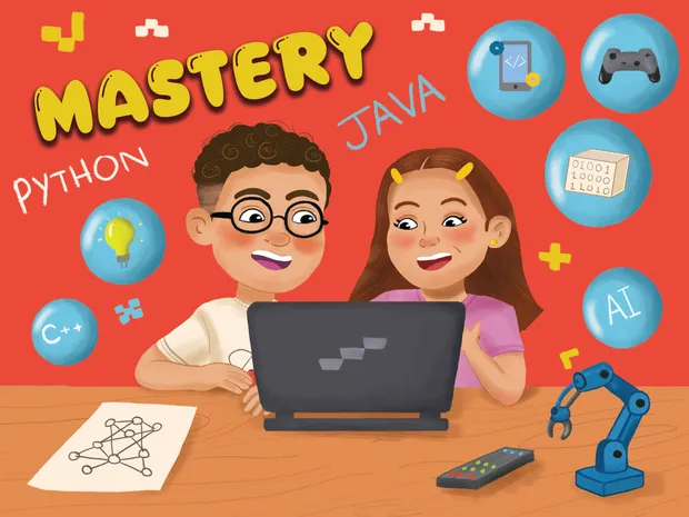 A mentor guiding a student through an expert-level build