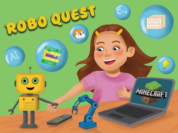 Children assembling a robot together